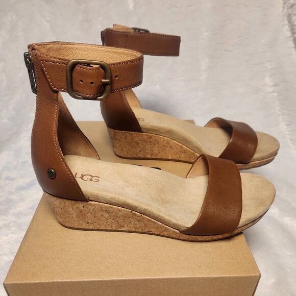 UGG WOMEN'S ZOE II CORK WEDGE SANDALS - Picture 3 of 6